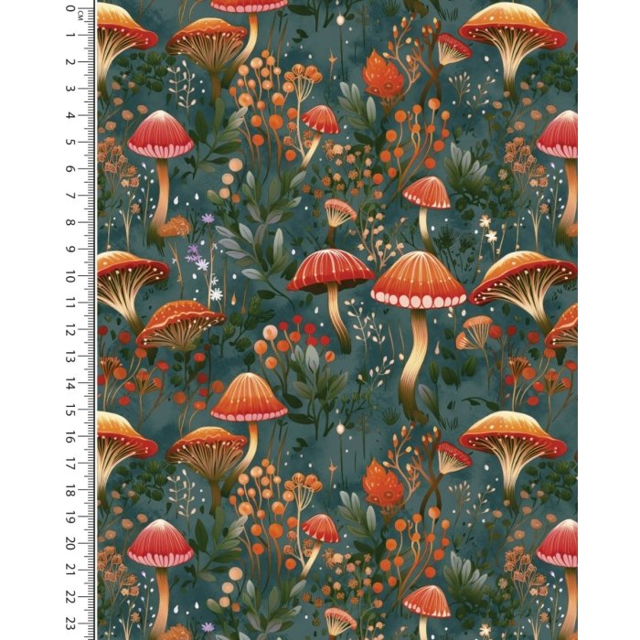 French Terry digital Autumn Mushrooms 5900