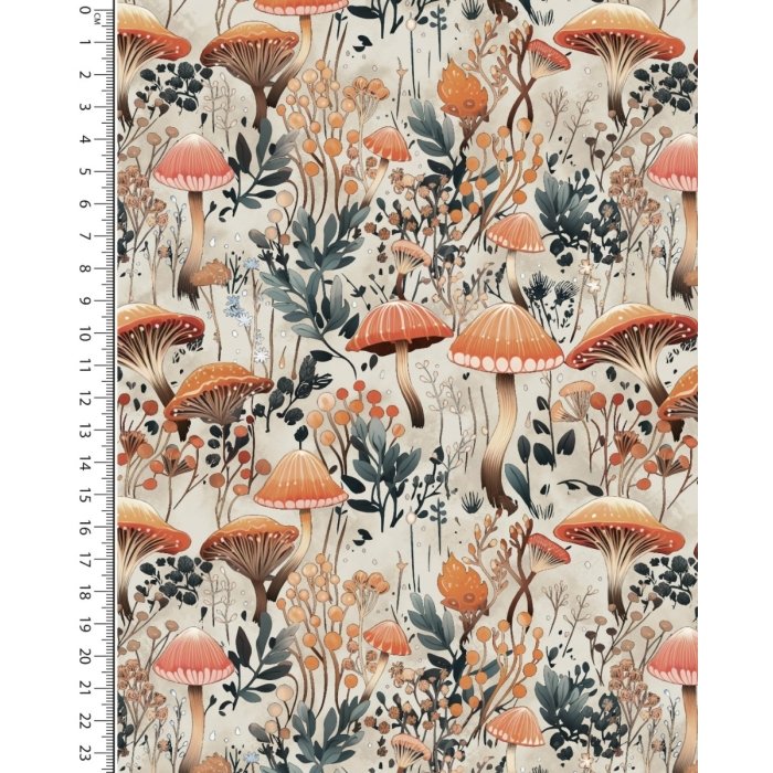 French Terry digital Autumn Mushrooms 5900