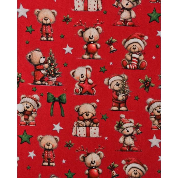 Poplin Digital Christmas Bear 6129