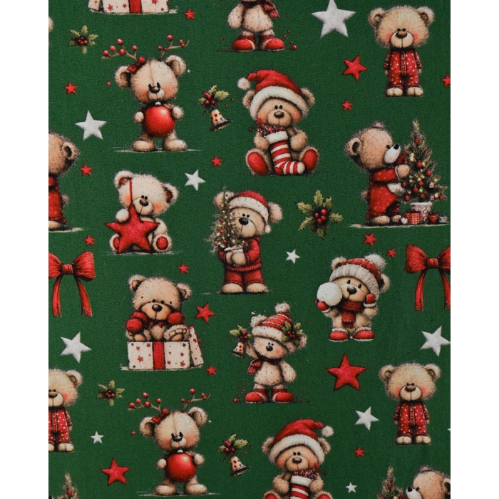 Poplin Digital Christmas Bear 6129