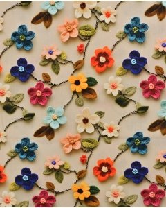 Poplin 3D Knitted Flowers 5826