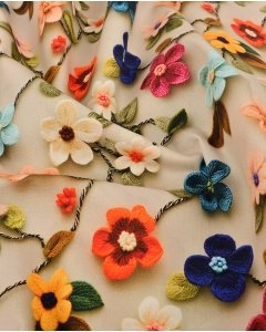 Poplin 3D Knitted Flowers 5826