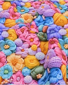 Poplin 3D Knitted Flowers 5825