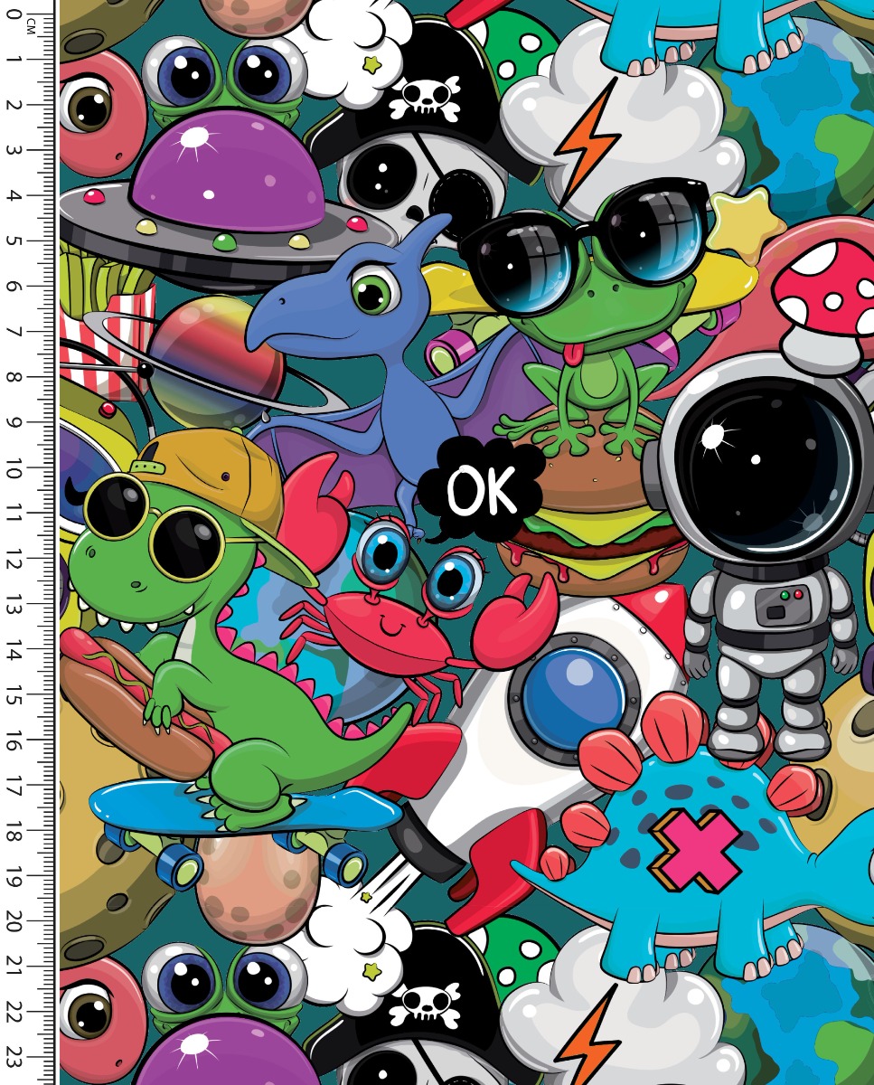 Alpen Fleece Digital Colourful Animals Green