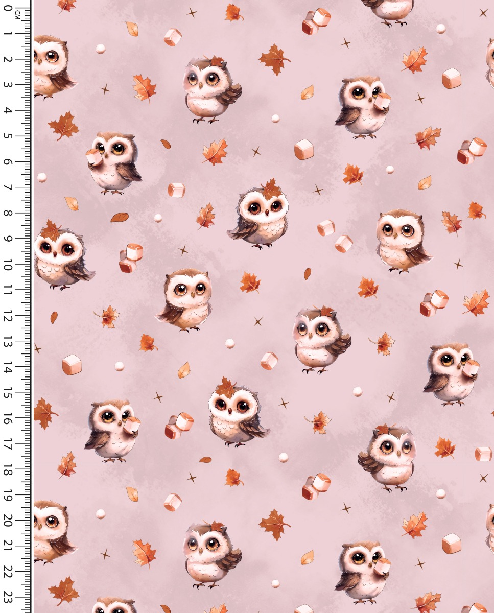 Alpen Fleece Digital Marshmallow Owl Light Pink