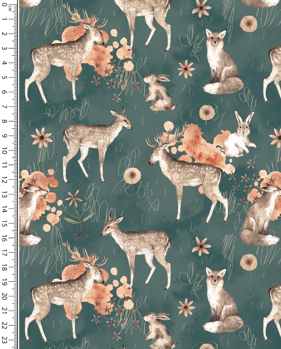 Alpen Fleece Digital Forest Animals Petrol