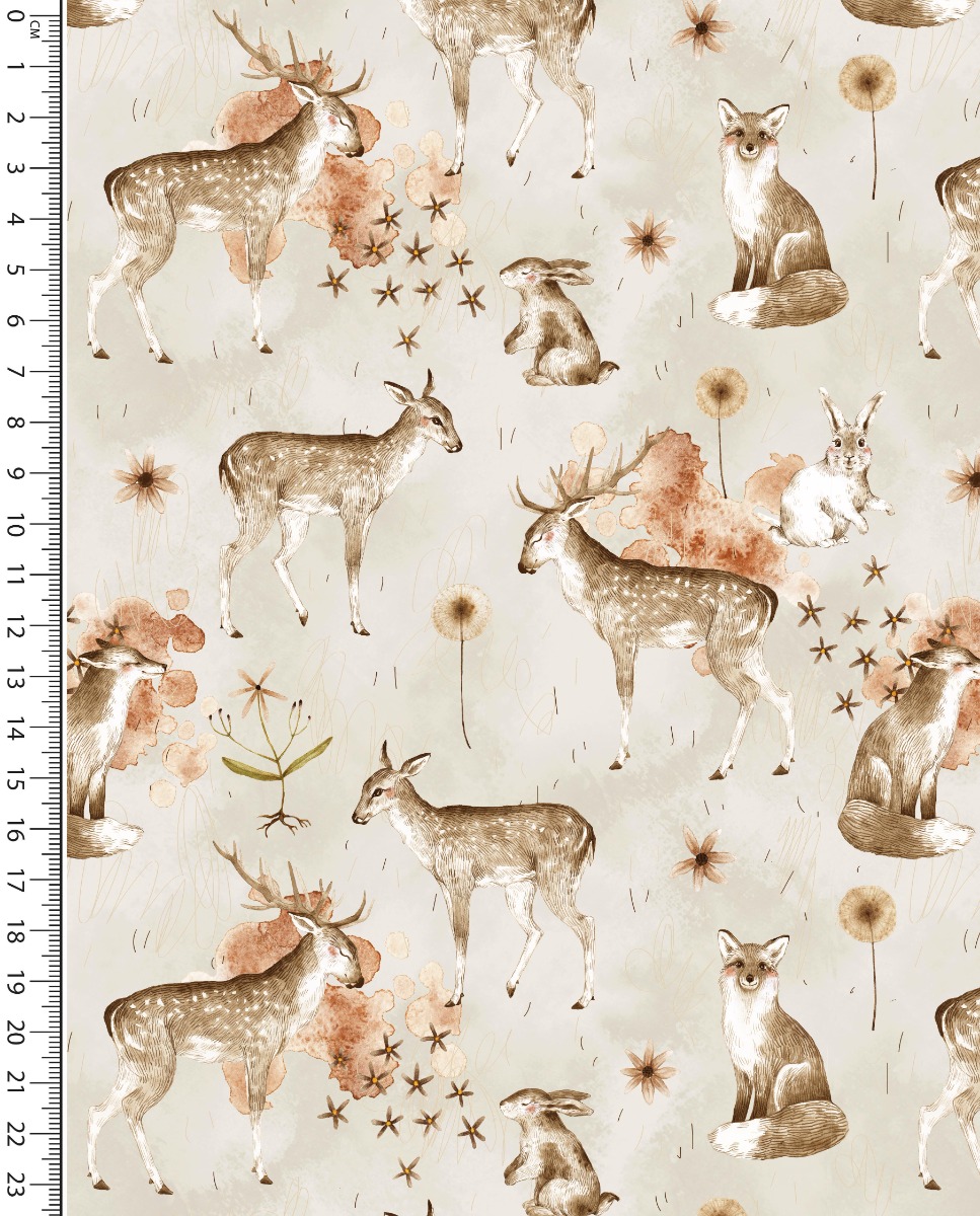 Alpen Fleece Digital Forest Animals Light Beige